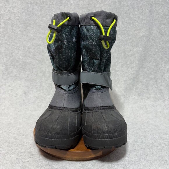 Columbia Kids Boots Size 4 Powderbug Winter Snow Green Gray Waterproof - Picture 3 of 10